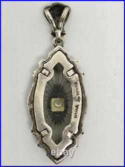 Sterling Silver Onyx And Rock Crystal Designer Marked Pendant