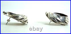 Sterling Silver & Onyx Large Modernist Earrings Marked A