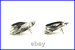 Sterling Silver & Onyx Large Modernist Earrings Marked A