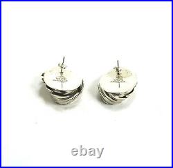 Sterling Silver & Onyx Large Modernist Earrings Marked A