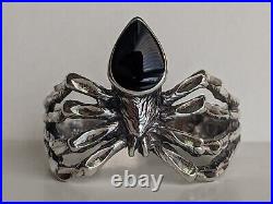 Sterling Silver Onyx Spider Ring 4.3g Sz 8.75 Signed
