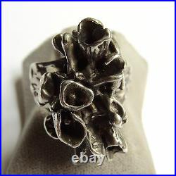 Sterling Silver Organic Modernist Ring Marked ST 925 Size 8 1/4