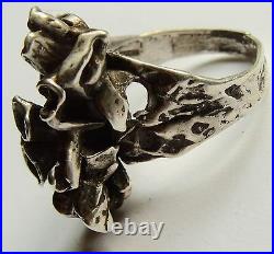 Sterling Silver Organic Modernist Ring Marked ST 925 Size 8 1/4