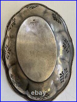 Sterling Silver Oval Bowl With Cutout Decorations 7.5 X 5.5 Marked 7527