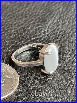 Sterling Silver Oval Moonstone Prong-Set Cocktail Ring Size 6 Marked 925