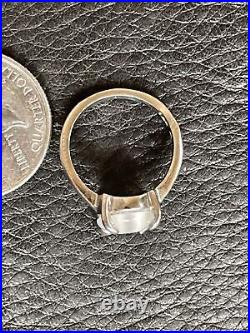 Sterling Silver Oval Moonstone Prong-Set Cocktail Ring Size 6 Marked 925