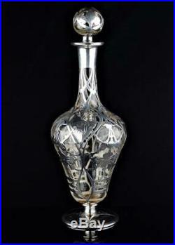 Sterling Silver Overlay Bottle With Stopper Makers Mark L Monogram