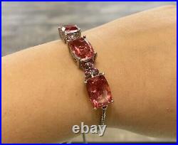 Sterling Silver Pink & Purple Flower Gemstone Slide Marked Filigree Bracelet