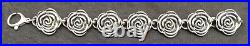 Sterling Silver Puffy Rose Bracelet Marked 925