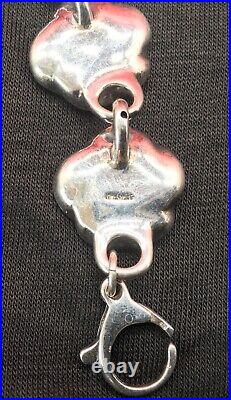 Sterling Silver Puffy Rose Bracelet Marked 925