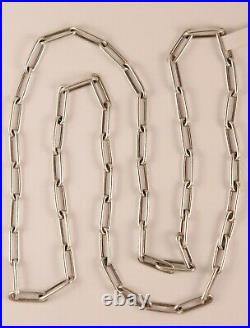 Sterling Silver Rectangular Long Link Necklace 36 Inches Long Marked 1000 74g