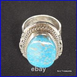 Sterling Silver Ring Marked Jake Sampson Navajo Turquoise Sz 8.75