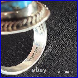 Sterling Silver Ring Marked Jake Sampson Navajo Turquoise Sz 8.75