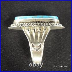 Sterling Silver Ring Marked Jake Sampson Navajo Turquoise Sz 8.75