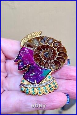 Sterling Silver Ruby In Zoisite, Emerald, Tanzanite & Ammonite Egyptian Pendant