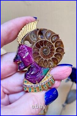 Sterling Silver Ruby In Zoisite, Emerald, Tanzanite & Ammonite Egyptian Pendant