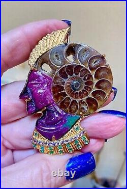 Sterling Silver Ruby In Zoisite, Emerald, Tanzanite & Ammonite Egyptian Pendant