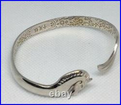 Sterling Silver Seahorse Chinese Maker Mark Bracelet Cuff 20.23 Grams