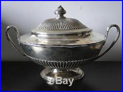 Sterling Silver Soup Tureen, Georgian, London 1790, Marked, Queen Anne Fluted