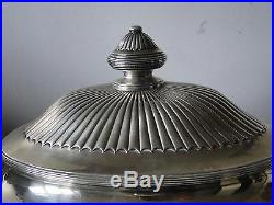 Sterling Silver Soup Tureen, Georgian, London 1790, Marked, Queen Anne Fluted