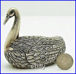 Sterling Silver Swan Box Gold Wash Marked 925 G. R 925 fine 4.6 ounces