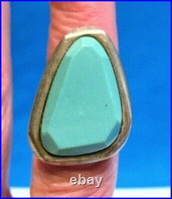 Sterling Silver Turquoise Designer Ring Marked D. T. R. Size 5.5 11.6 Grams