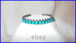 Sterling Silver & Turquoise Navajo Cuff Bracelet Marked & Signed JP Great Cond