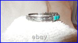 Sterling Silver & Turquoise Navajo Cuff Bracelet Marked & Signed JP Great Cond