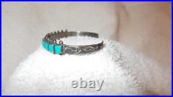 Sterling Silver & Turquoise Navajo Cuff Bracelet Marked & Signed JP Great Cond