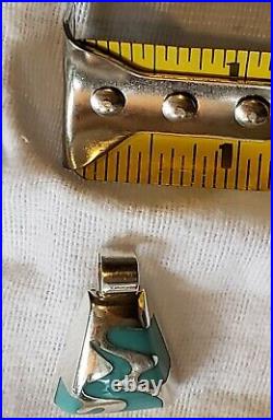 Sterling Silver Turquoise Pendant 925 Necklace Charm Slide Bail Marked Mexican