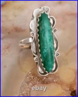 Sterling Silver Turquoise Ring Marked Small Bear Ponca Size 6, 5.3 Grams