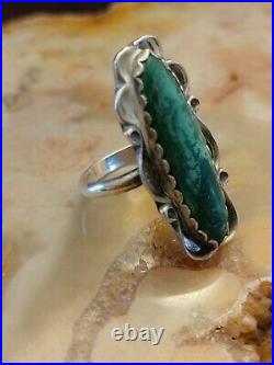 Sterling Silver Turquoise Ring Marked Small Bear Ponca Size 6, 5.3 Grams