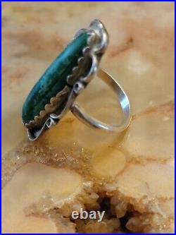 Sterling Silver Turquoise Ring Marked Small Bear Ponca Size 6, 5.3 Grams