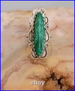 Sterling Silver Turquoise Ring Marked Small Bear Ponca Size 6, 5.3 Grams