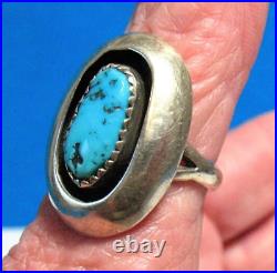 Sterling Silver Turquoise Ring Southwest Marked Jackson Size 7.25 6.3 Grams