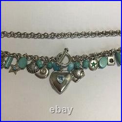 Sterling Silver Turquoise charm necklace 44.92g 16 Makers Marks Boxed Superb