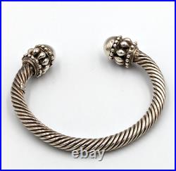 Sterling Silver Twisted Cable Cuff Bracelet 925 Vintage Mexican Marked