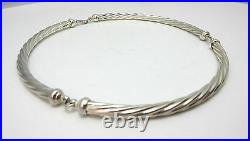 Sterling Silver Twisted Hallow Tube Choker Look Necklace Marked 925cl
