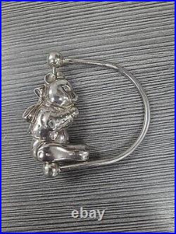 Sterling Silver Vintage Baby Rattle Teething Ring Vintage Teddy Bear Marked 925