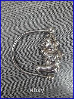 Sterling Silver Vintage Baby Rattle Teething Ring Vintage Teddy Bear Marked 925