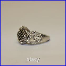 Sterling Silver Vintage Ring 925 SUN Marked Size 5.75 Black White