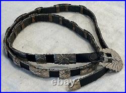 Sterling Silver Western Belt Hand Made Sun Burst Design Marked EVC 34