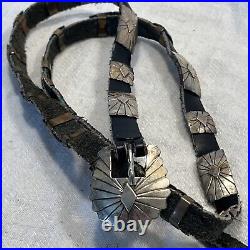 Sterling Silver Western Belt Hand Made Sun Burst Design Marked EVC 34