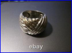 Sterling Silver and 14K Marked Ribbed Ring 11g Size 5 Sale