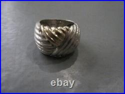 Sterling Silver and 14K Marked Ribbed Ring 11g Size 5 Sale