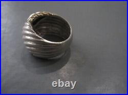 Sterling Silver and 14K Marked Ribbed Ring 11g Size 5 Sale