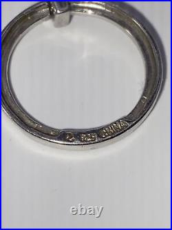 Sterling Silver charm/ pendant Marked 925 Circle Diamond/ Moissanite B5C