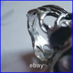 Sterling Vintage Mid-century Freeform Biomorphic Organic Raw Amethyst Ring-sz 6