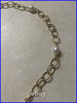 Sterling silver gold tone pearl necklace marked GV Italy