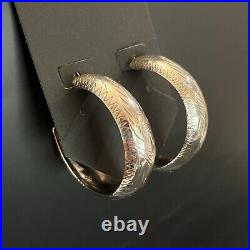 Sterling silver hoop earrings, Norwegian w etchings, marked ND 925, 1.5 inch